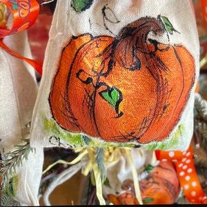 Pumpkin treat bag, hand painted